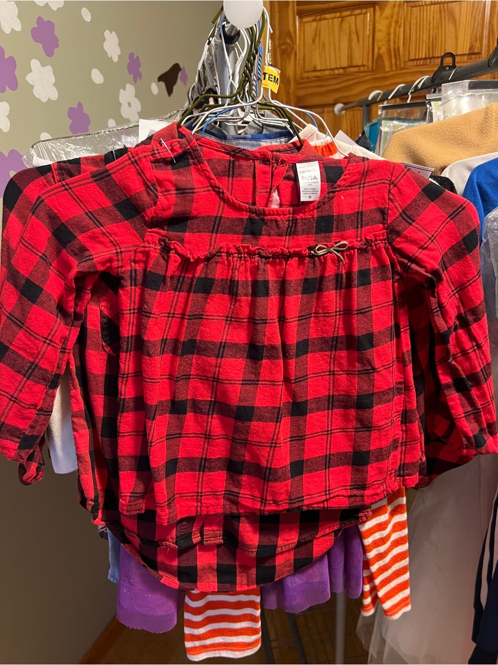 Carter's Red and Black Plaid Long-Sleeve Top